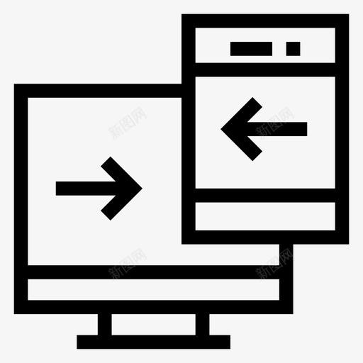 桌面到移动连接网络图标svg_新图网 https://ixintu.com 共享 搜索引擎优化营销线图标 桌面到移动 社交 网络 连接