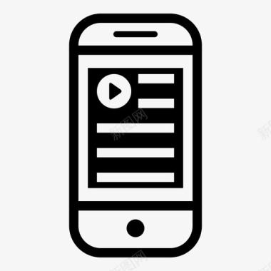 智能手机视频文章智能手机黑色图标图标