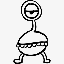 一只眼睛的怪兽万圣节怪兽的一只眼睛万圣节手绘图标高清图片