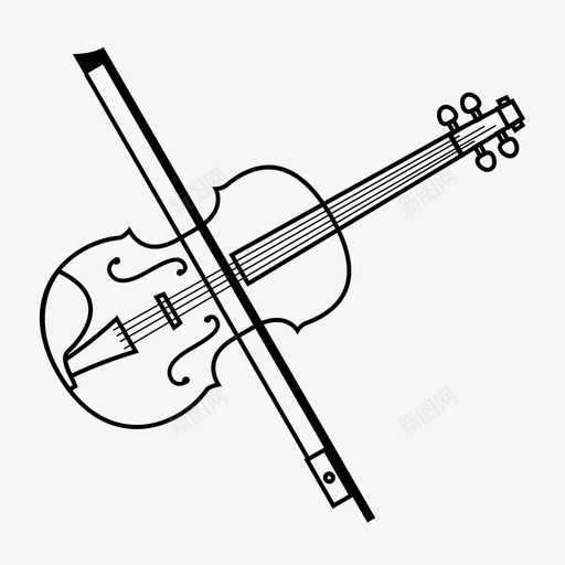 小提琴音乐乐器图标svg_新图网 https://ixintu.com 乐器 小提琴 小提琴家族 弓 歌 音乐