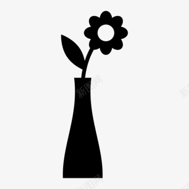 花瓶花植物图标图标