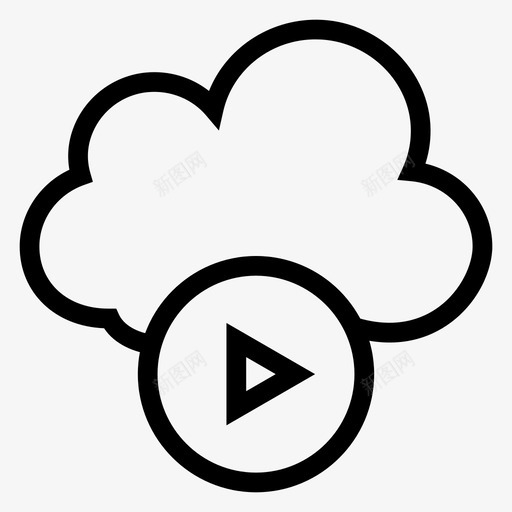 播放视频云计算图标svg_新图网 https://ixintu.com 云 云计算线图标 天气 播放视频 游戏 计算