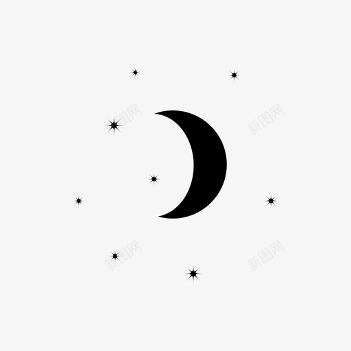 月亮和星星夜晚天气图标svg_新图网 https://ixintu.com 夜晚 天气 天气预报 月亮和星星