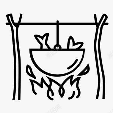 煮鱼烹饪火图标图标
