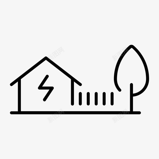 清洁能源之家生态电力图标svg_新图网 https://ixintu.com 可再生能源 房屋 清洁能源之家 生态 电力