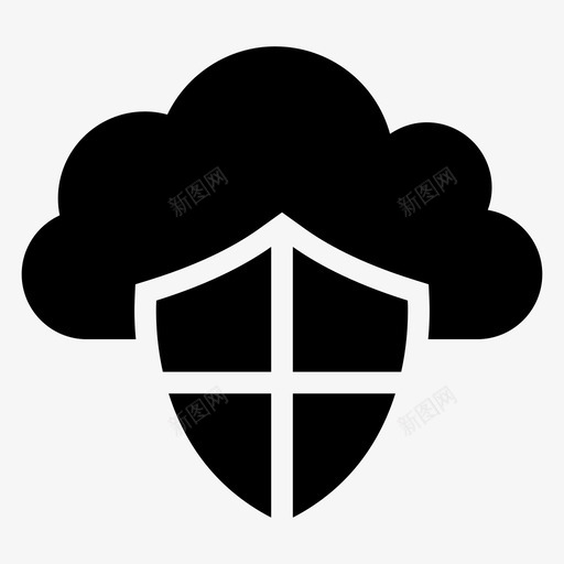 云安全锁保护图标svg_新图网 https://ixintu.com 云安全 云计算字形图标 保护 天气 安全 盾 锁