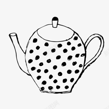 茶壶水壶素描图标图标