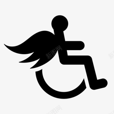 有翼轮椅天使残疾人图标图标