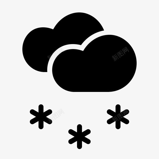 降雪云多云图标svg_新图网 https://ixintu.com 云 多云 天气字形 阴天 降雪 预报