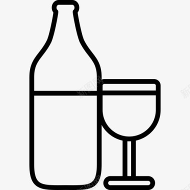 瓶子和杯子轮廓食物图标酒店图标