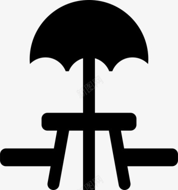 长椅沙滩沙滩伞图标图标