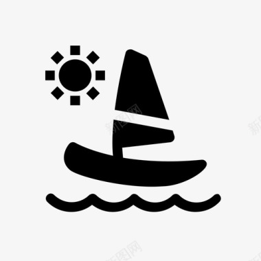 帆船大海阳光图标图标