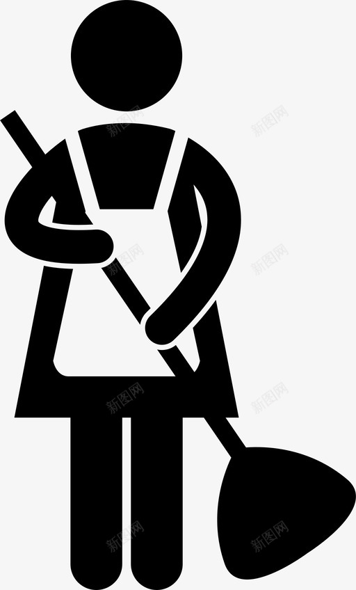 清洁工扫帚女佣图标svg_新图网 https://ixintu.com 低收入工作和职业 女佣 扫帚 清洁工