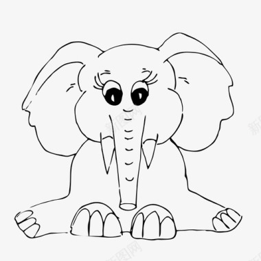大象动物手绘图标图标