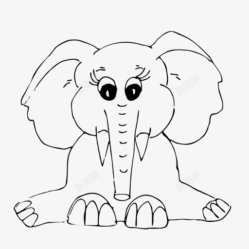 大象动物手绘图标svg_新图网 https://ixintu.com 动物 大象 手绘 素描 自然