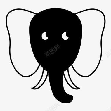大象动物表情符号图标图标