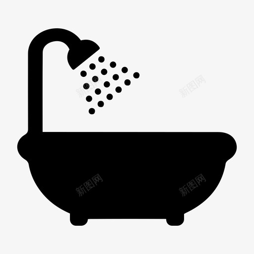 浴缸洗澡浴室图标svg_新图网 https://ixintu.com 应用程序图标 洗涤 洗澡 浴室 浴缸 清洁