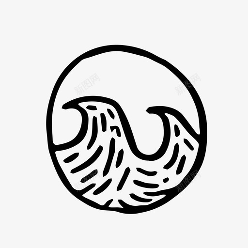 水徽章手绘图标svg_新图网 https://ixintu.com 大海 徽章 手绘 水 海洋 海浪