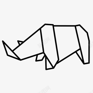 犀牛动物折叠图标图标