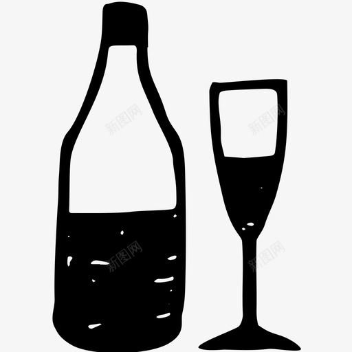 酒瓶子玻璃杯图标svg_新图网 https://ixintu.com 玻璃杯 瓶子 酒 酒瓶