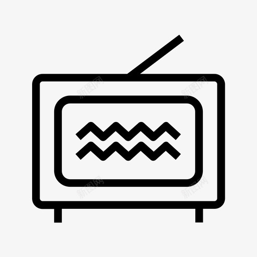 电视机天线干扰图标svg_新图网 https://ixintu.com 天线 干扰 旧 杂v型轮廓 电视机