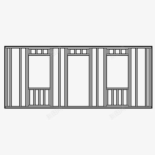 框架建筑木工图标svg_新图网 https://ixintu.com 墙基础 墙洞 建筑 木工 木结构 框架