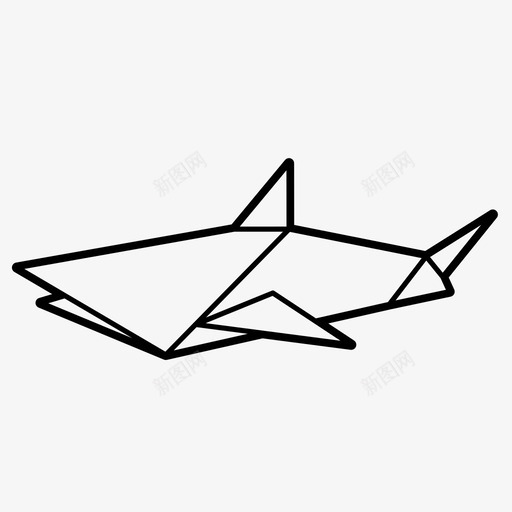 鲨鱼动物折叠图标svg_新图网 https://ixintu.com 几何设计 动物 折叠 折纸 折纸动物 纸 鲨鱼