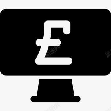 显示器屏幕电脑货币和金融上的英镑标志图标图标