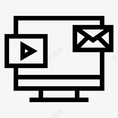 视频电子邮件显示器播放图标图标