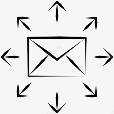 电子邮件圆圈信封图标图标