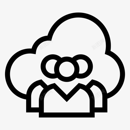 云用户帐户个人图标svg_新图网 https://ixintu.com 个人 个人资料 云用户 云计算线图标 天气 帐户