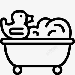 带浴缸带ruberduck的浴缸浴室卫生图标高清图片