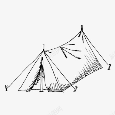帐篷野营素描图标图标