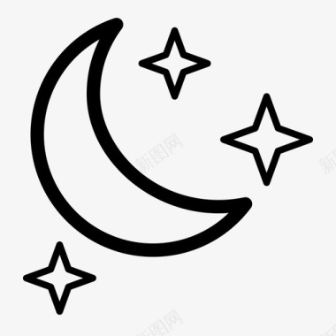 月亮有星星预报夜晚图标图标