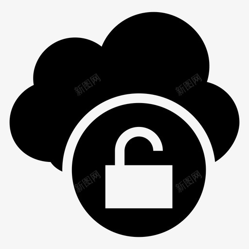 云解锁密钥安全图标svg_新图网 https://ixintu.com 云解锁 云计算字形图标 天气 安全 密钥