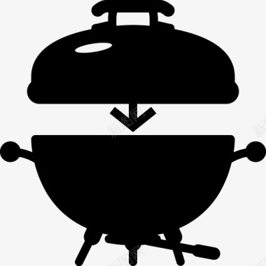 烤架上盖烤肉烹饪图标图标