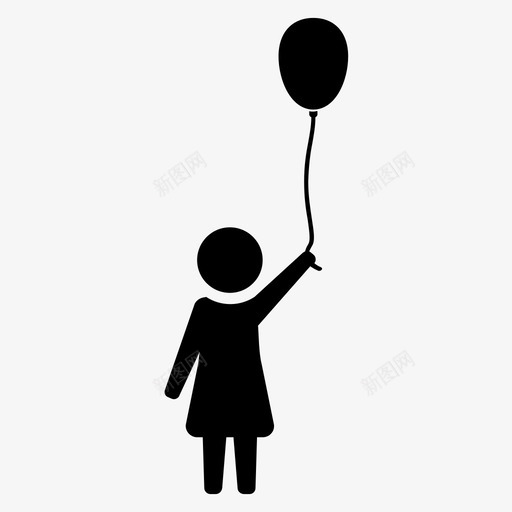女孩气球孩子图标svg_新图网 https://ixintu.com 女孩 孩子 家人 年轻人 气球