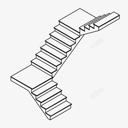 楼梯间上升楼梯图标svg_新图网 https://ixintu.com 上升 台阶 楼梯 楼梯间