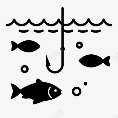 钓鱼水钩子图标图标