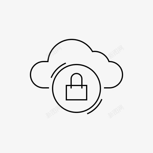 锁定访问云图标svg_新图网 https://ixintu.com 云 云计算 安全 登录 网络 访问 锁定