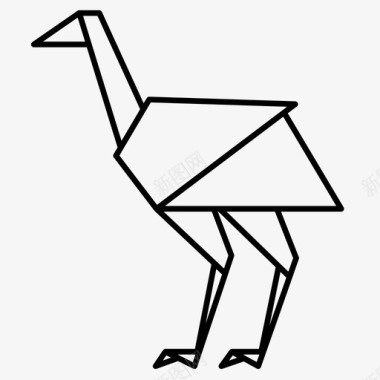 鸵鸟动物折叠图标图标