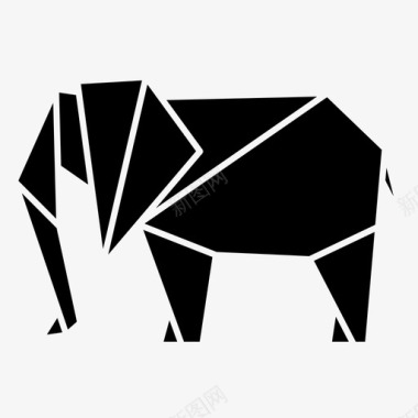 大象动物折叠图标图标