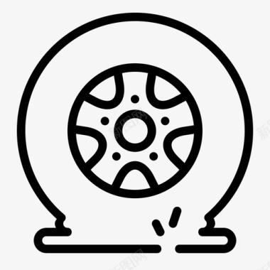 瘪胎轮胎车轮图标图标