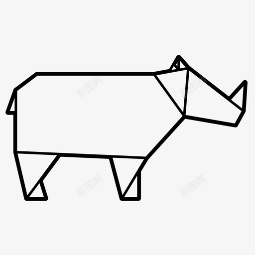 犀牛动物折叠图标svg_新图网 https://ixintu.com 几何设计 动物 折叠 折纸 折纸动物 犀牛 纸