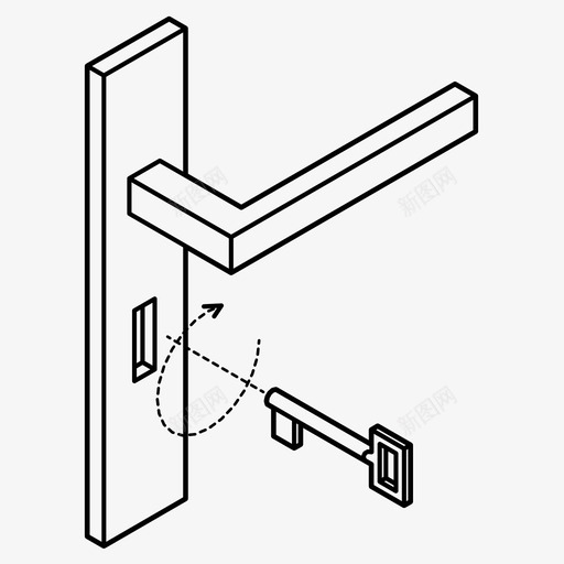 门把手关回家图标svg_新图网 https://ixintu.com 关 回家 开 钥匙 锁 门把手