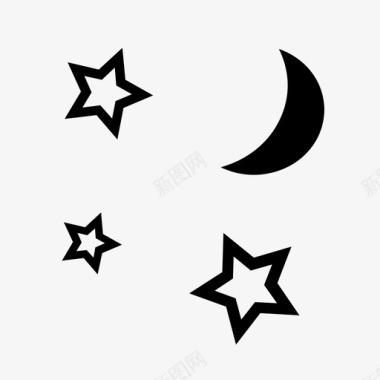 月亮和星星夜晚天空图标图标