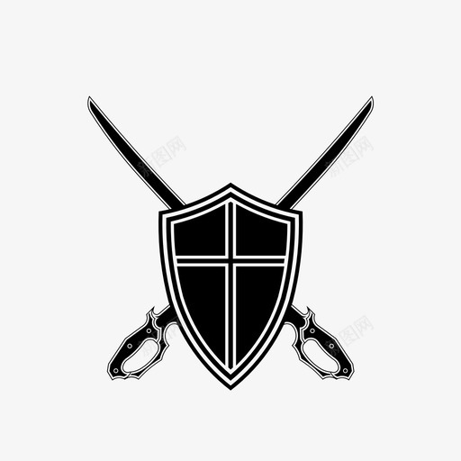 盾和刀防御剑图标svg_新图网 https://ixintu.com 剑 剑和武器 武器 盾和刀 防御