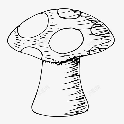 蘑菇森林手绘图标svg_新图网 https://ixintu.com 夏季 手绘 森林 素描 蘑菇