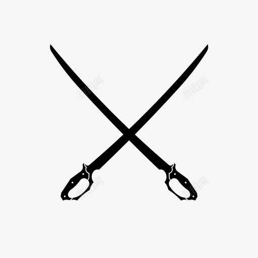 交叉刀剑武器图标svg_新图网 https://ixintu.com 交叉刀 剑 剑和武器 武器