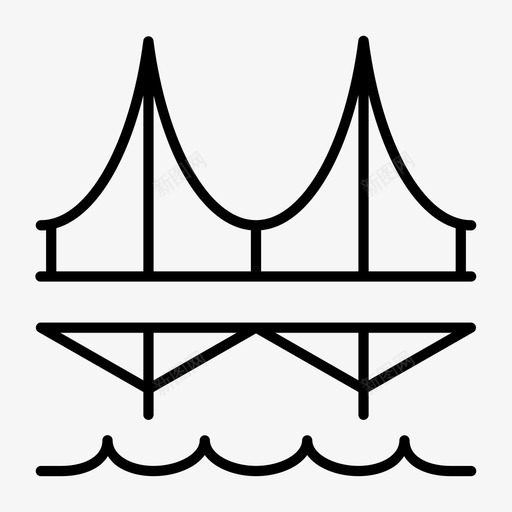 桥建筑交叉图标svg_新图网 https://ixintu.com 交叉 建筑 桥 水 河流